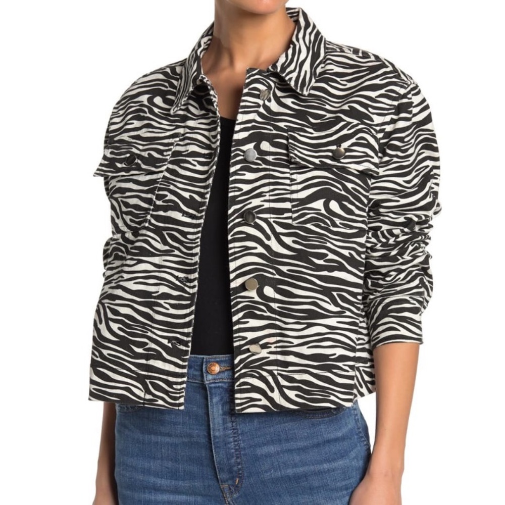 Nordstrom Rack Zebra Cropped Denim Jacket